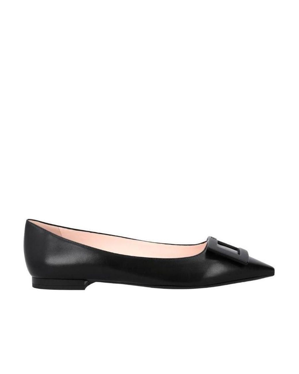 Roger Vivier Black Gommettine Pointed-Toe Flat Shoes