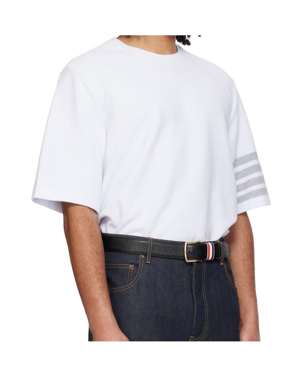 Thom Browne White Short Sleeve Crewneck T-Shirt for men