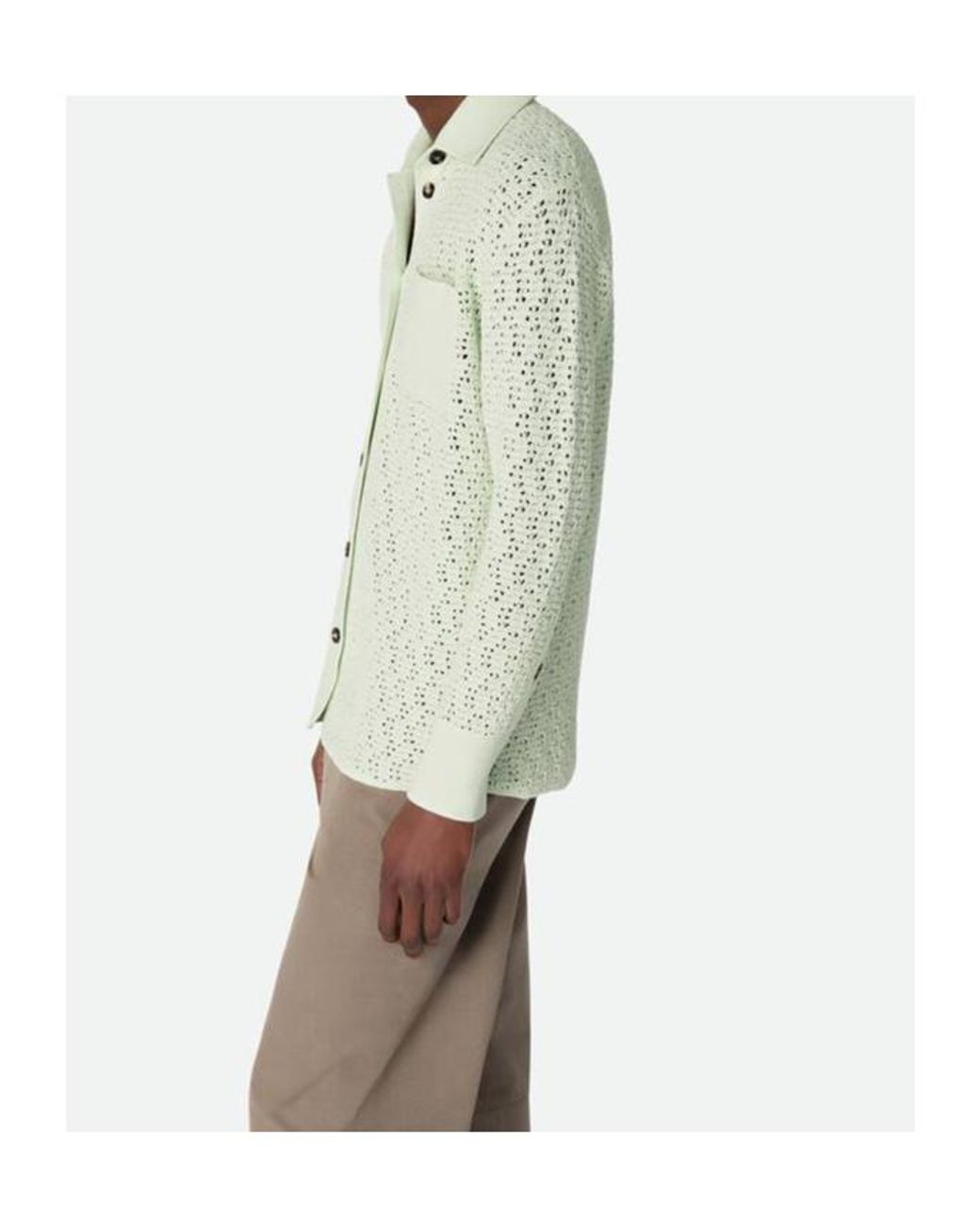 Bottega Veneta Gray Cotton Crochet Knit Shirt for men