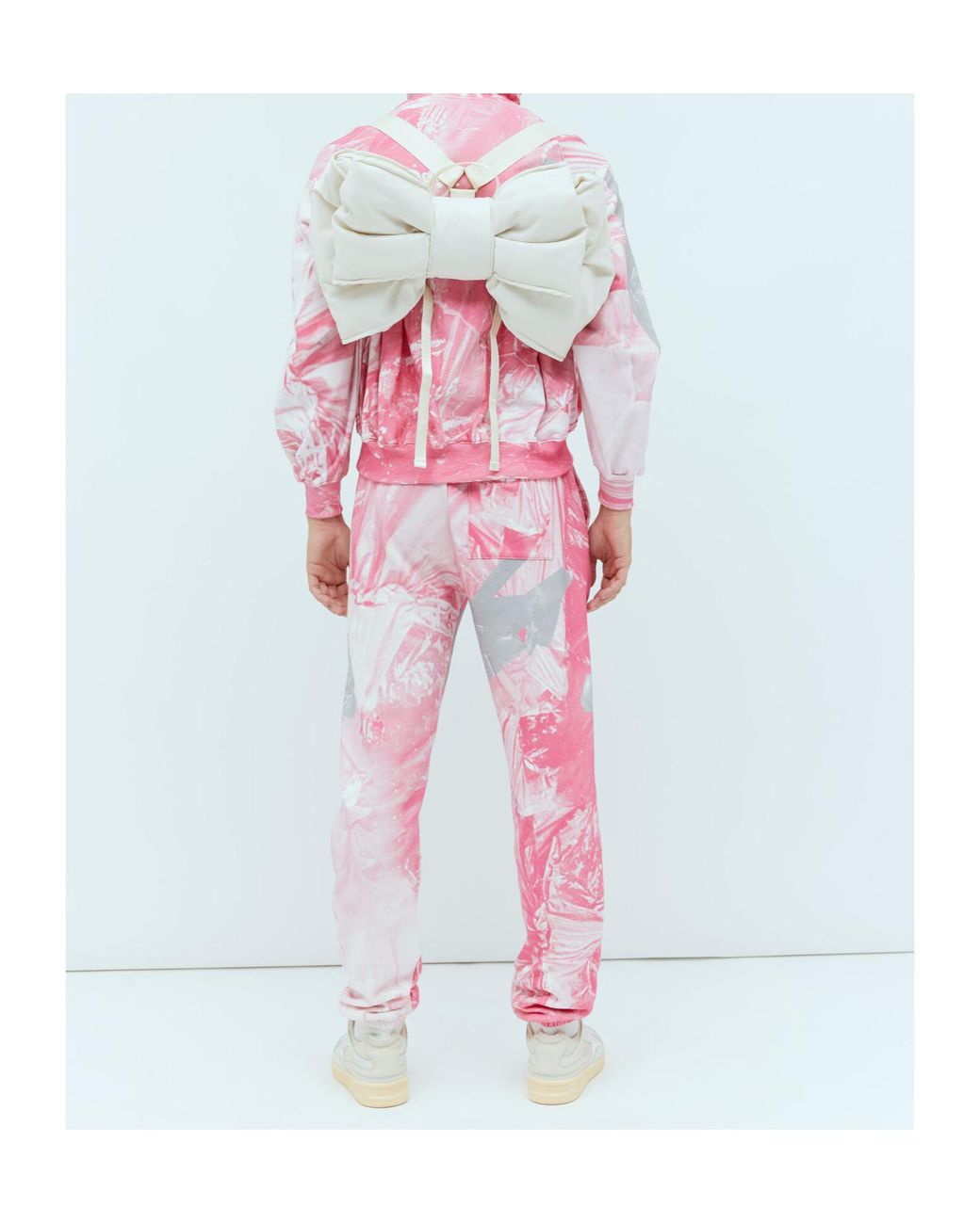 PRAYING Pink Garbage Graphic Track Pants for men