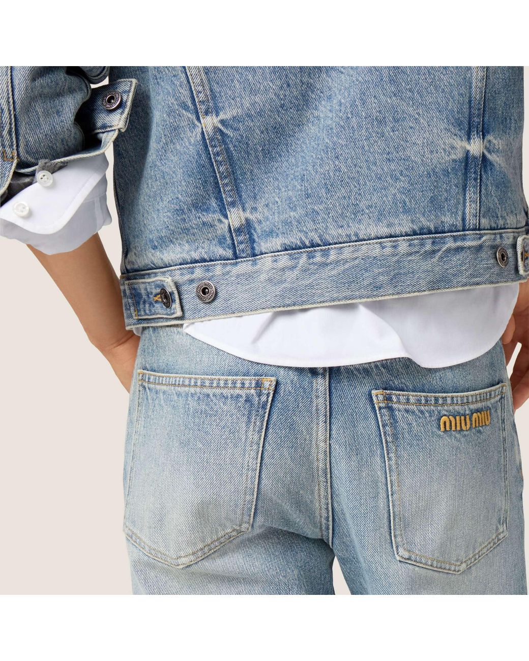 Miu Miu Blue Five-Pocket Washed Denim Jeans