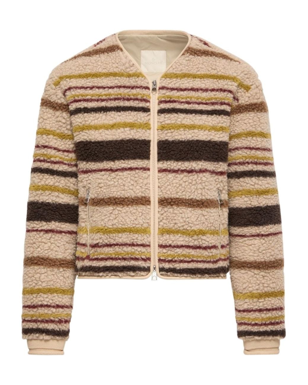 Moncler Natural Zip-Up Textured Cardigan