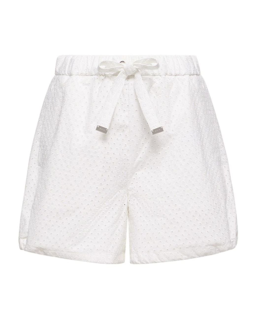 Moncler White Logo-Patch Elasticated Waistband Shorts