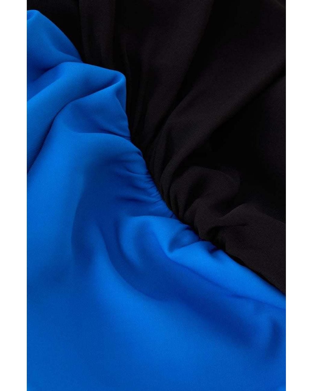 Loewe Blue Asymmetric Colorblock Draped High-Low Dress