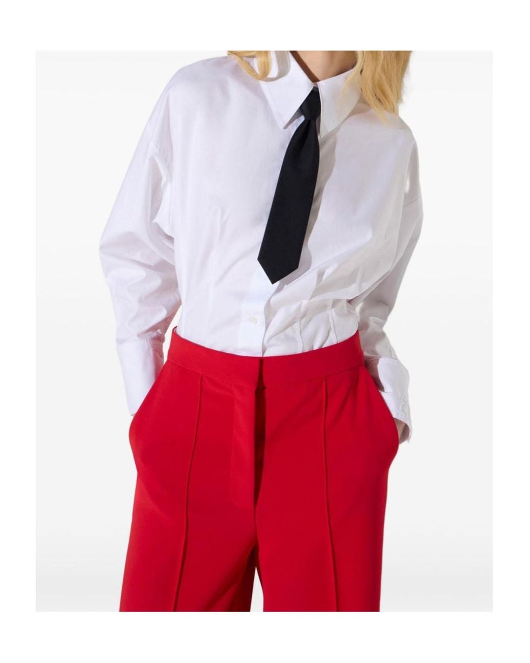 Elisabetta Franchi White Poplin Shirt With Bow Tie
