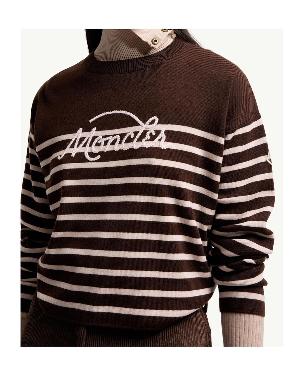 Moncler Brown Striped Crewneck Jumper