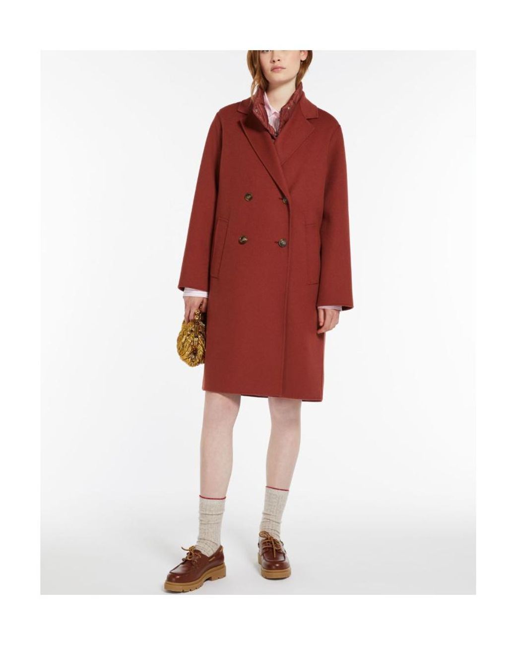 Weekend by Maxmara Red Double-Breasted Wool Coat