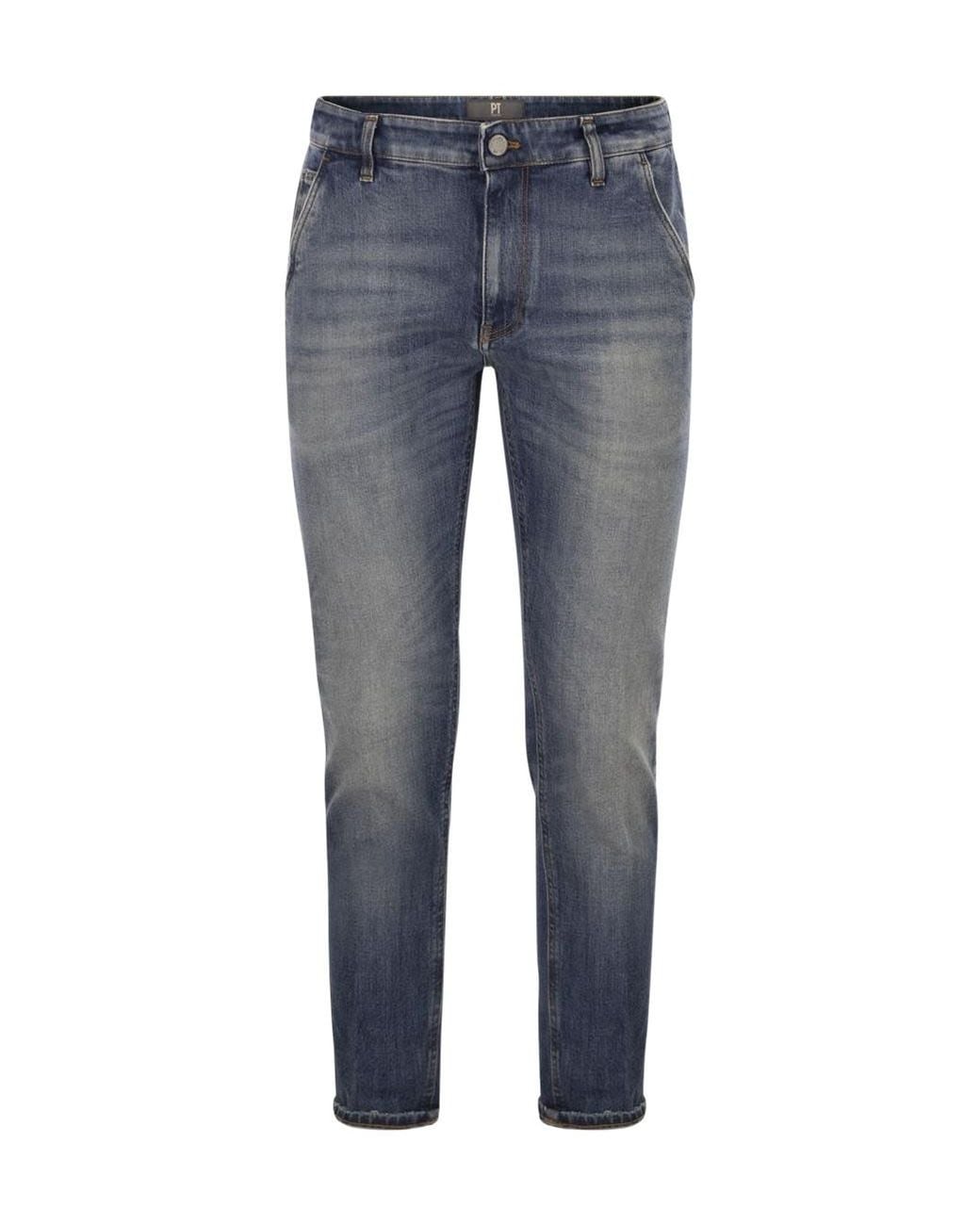 Pt Pantaloni Blue Logo Denim Pants for men