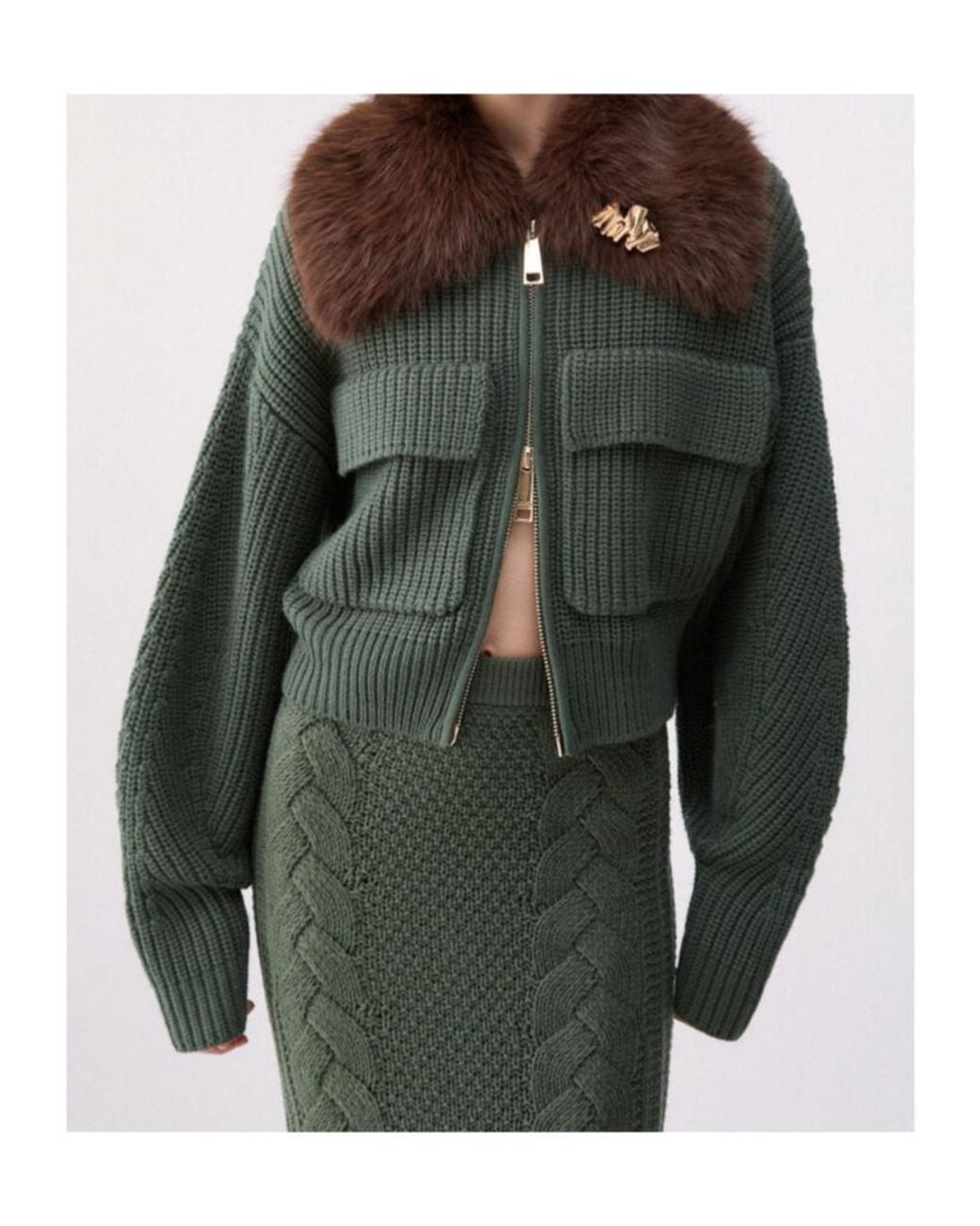 Liu Jo Green Wool Bomber Jacket
