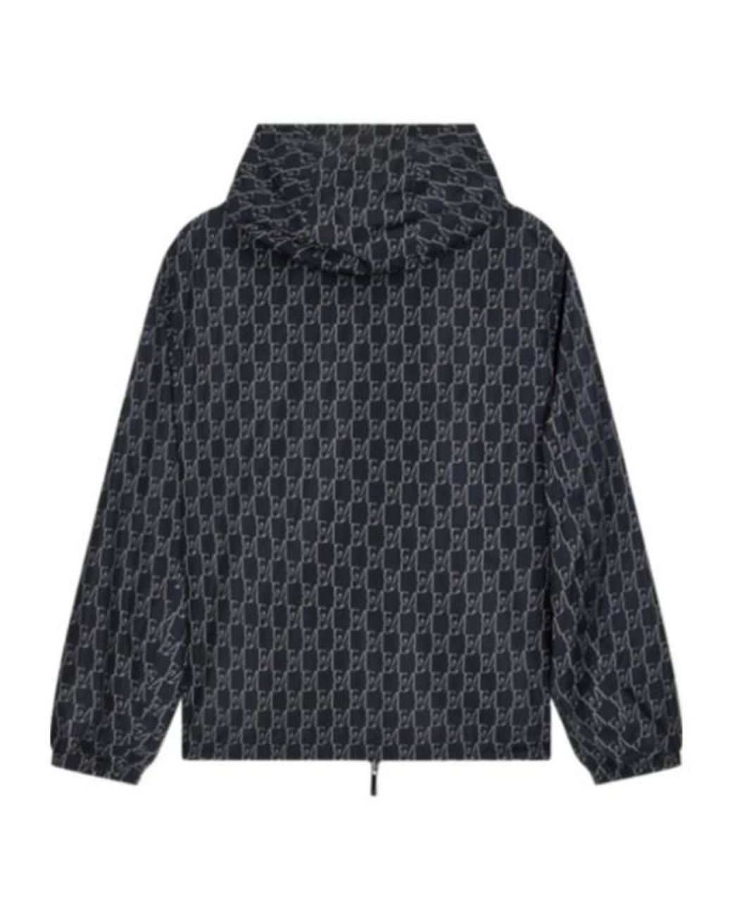 Emporio Armani Black Monogram-Print Reversible Jacket for men