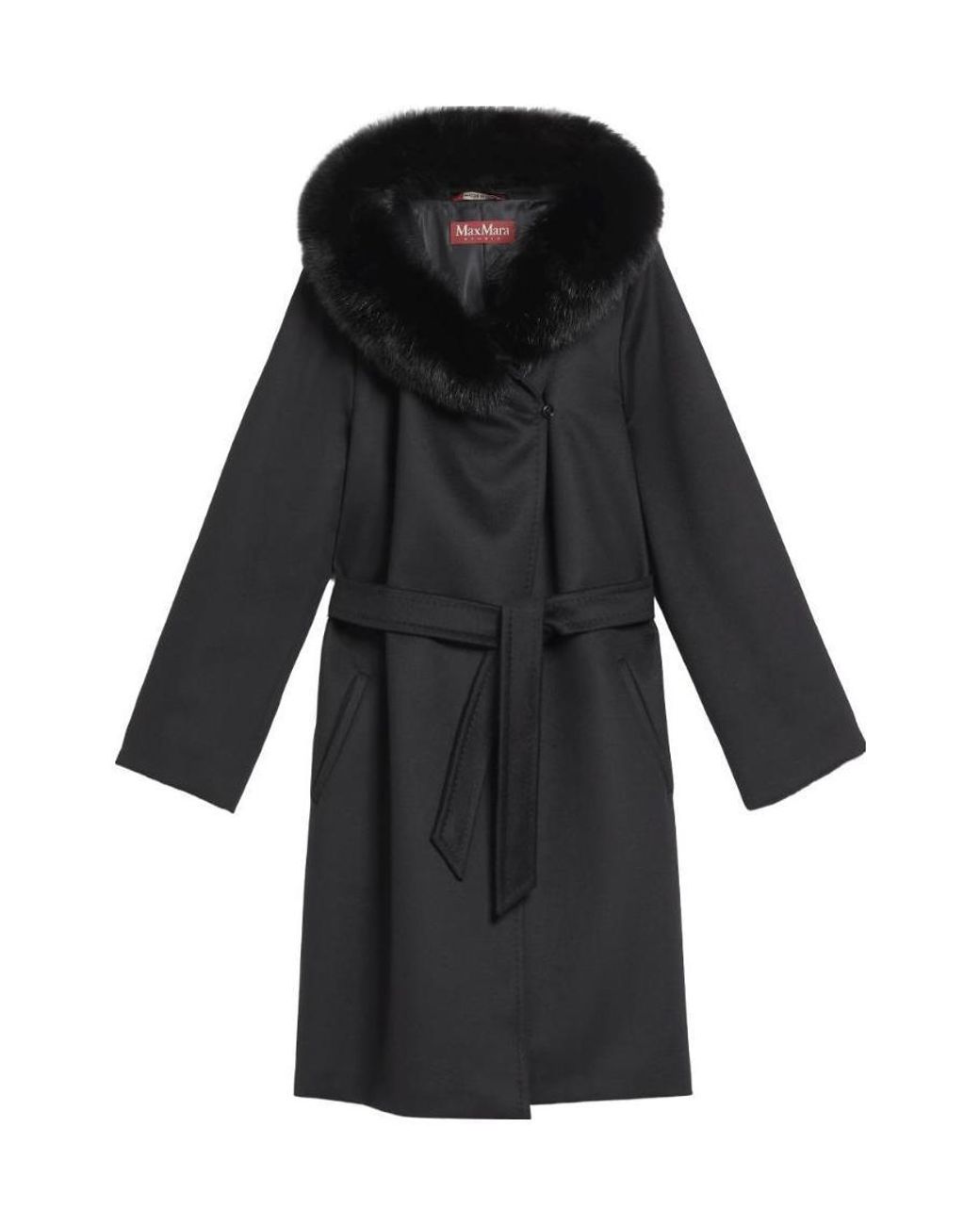 Max Mara Black Hooded Coat