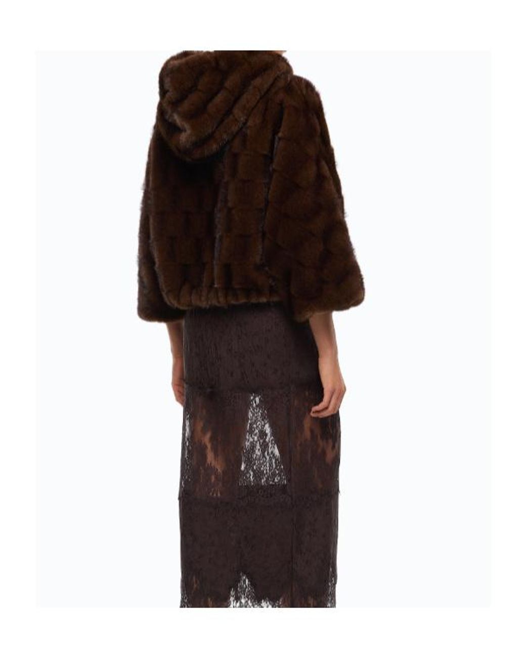 Pinko Brown Faux Fur Hooded Jacket