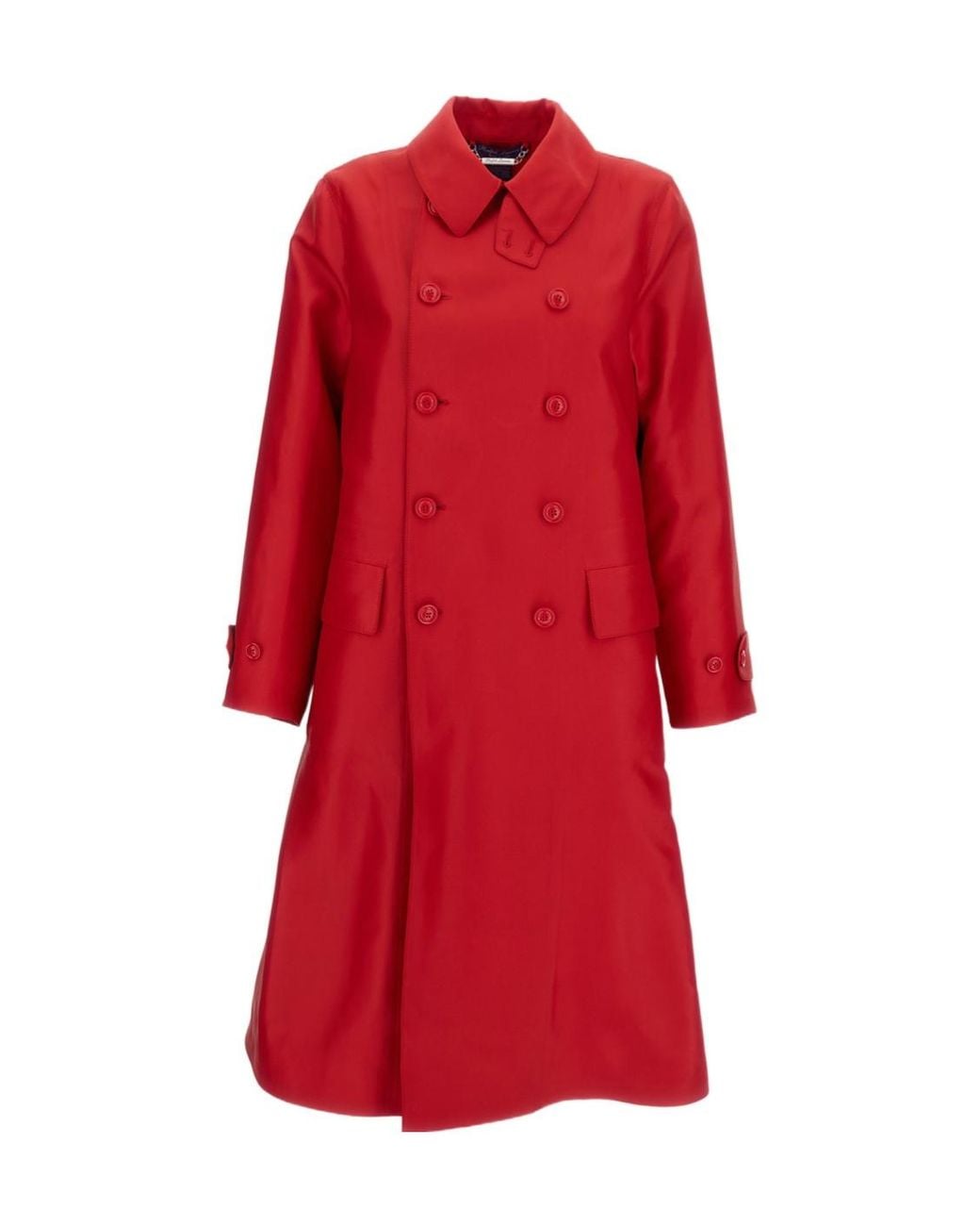 Ralph Lauren Red Raquel Double-Breasted Satin Coat