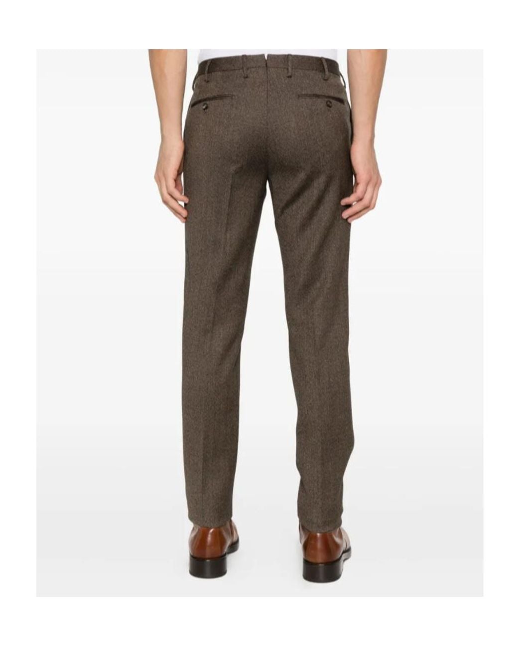 Incotex Brown Slim Fit Tweed Pants for men