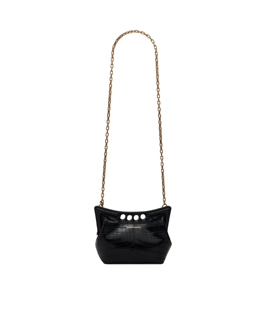 McQueen White Mini The Peak Embossed Shoulder Bag