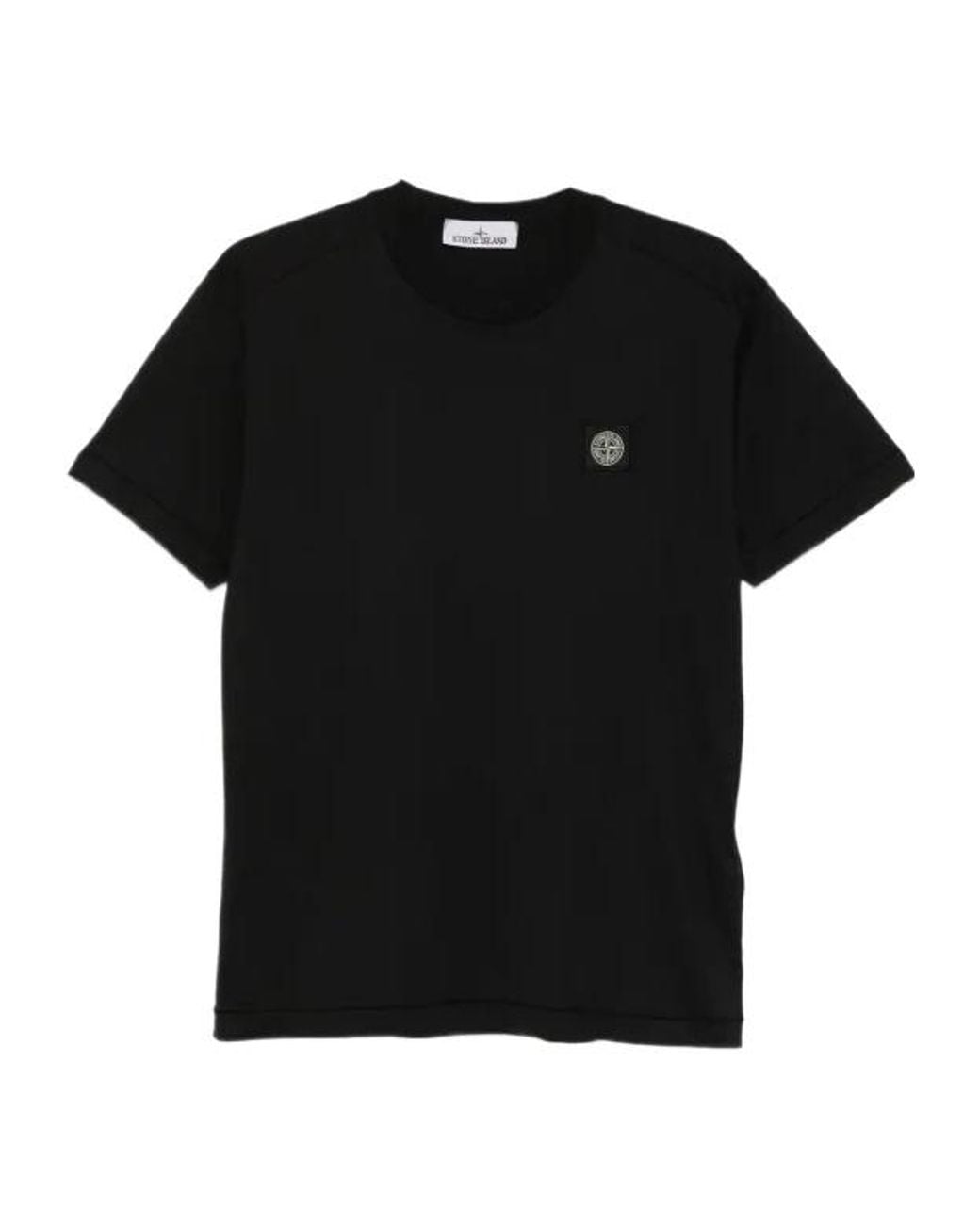 Stone Island Black Logo Patch Crew Neck T-Shirt for men