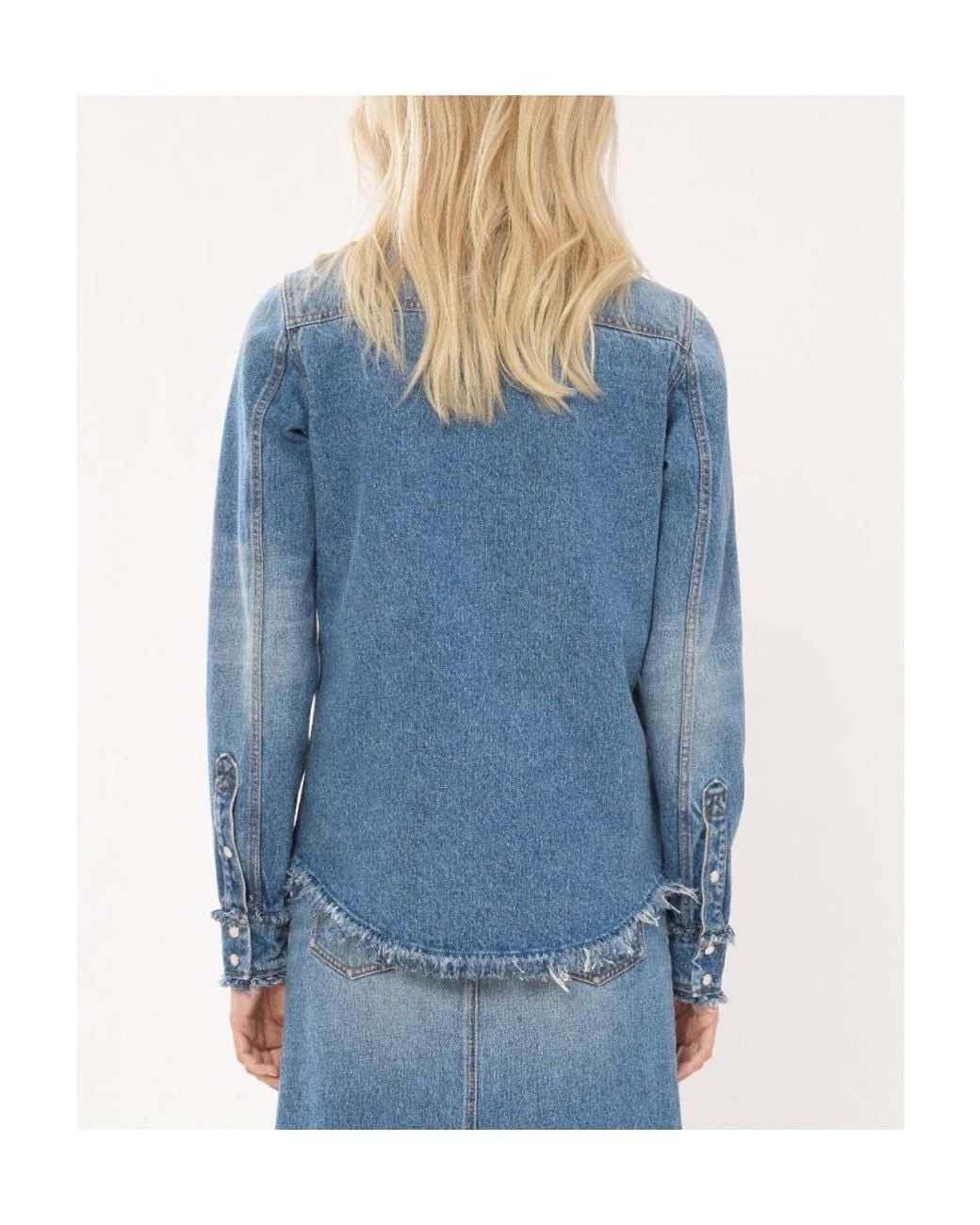Chloé Blue Chloé Frayed Edge Denim Shirt