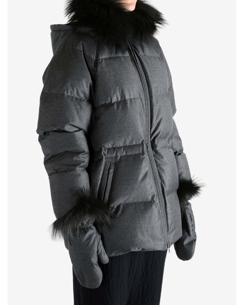 Yves Salomon Black Elegant Puffer Jacket