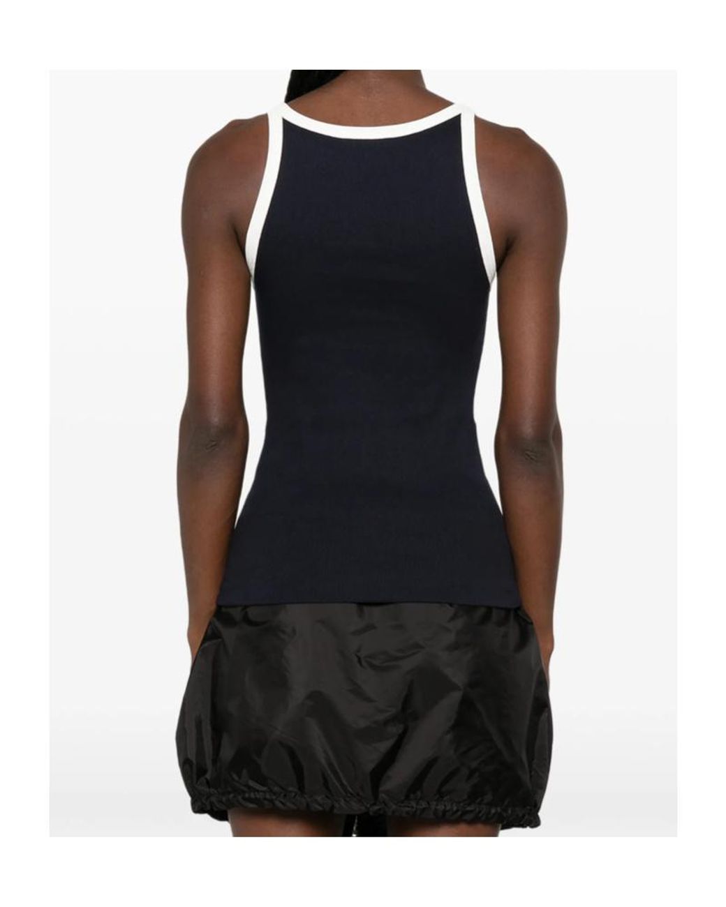 Prada Black Contrast Trim Ribbed Tank Top
