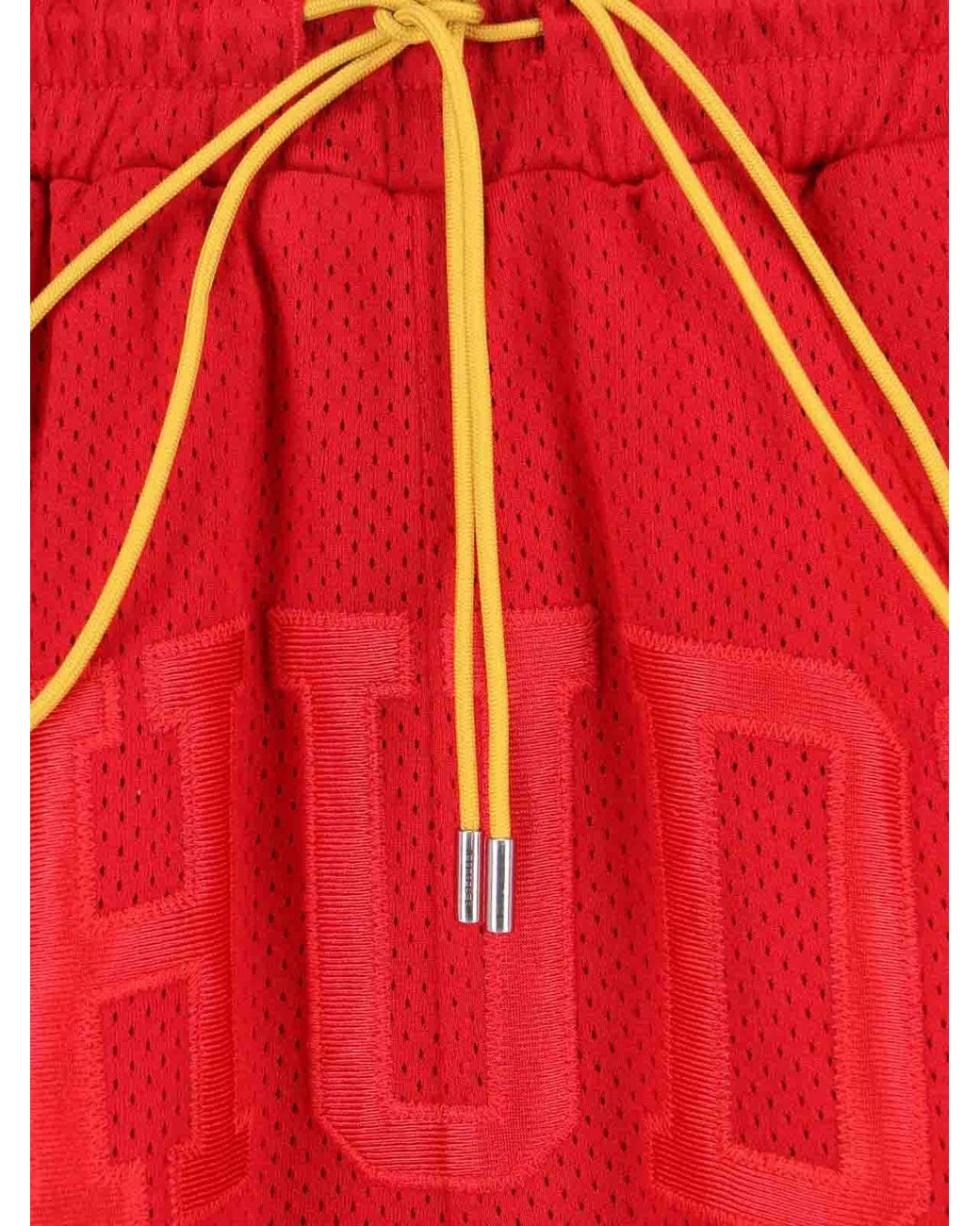 Rhude Red Logo Pattern Shorts for men