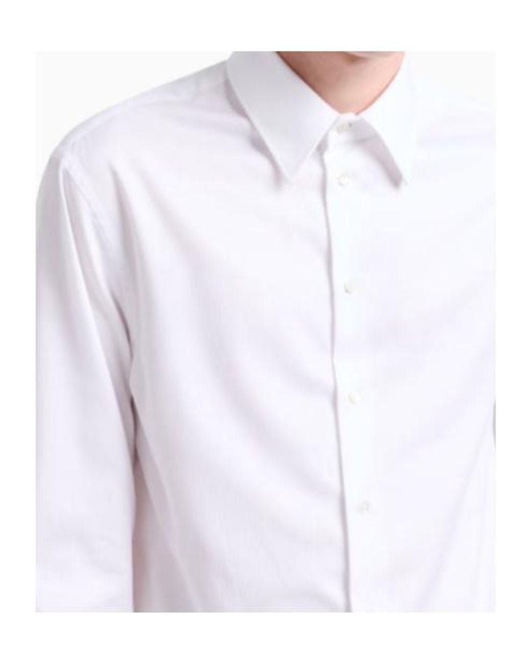 Emporio Armani White Long-Sleeves Cotton Shirt for men