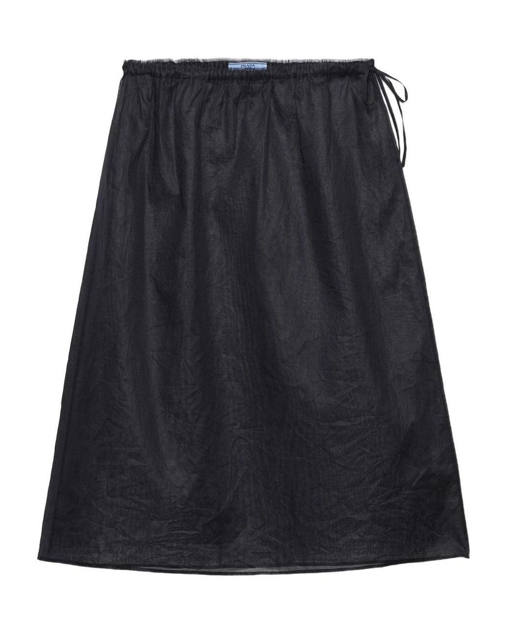 Prada Black Cotton Organdy Midi-Skirt