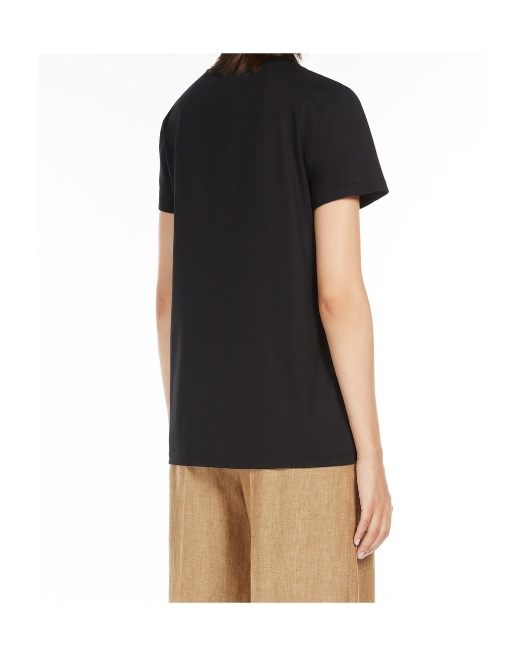 Max Mara Black Giovane Logo Embroidered Crewneck T-Shirt