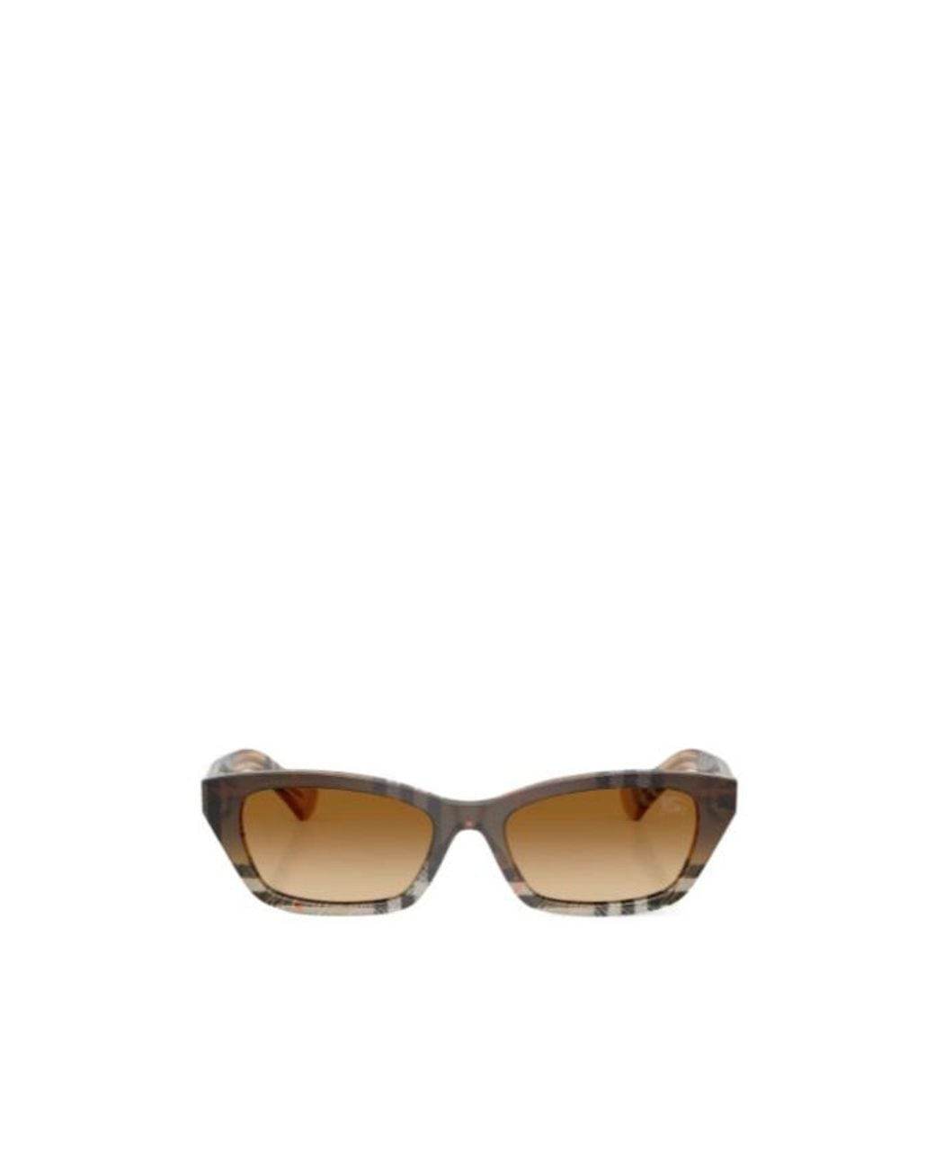 Burberry White Check Rectangle-Frame Sunglasses