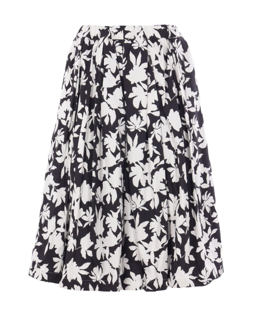 Comme des Garçons White All-Over Floral Printed Skirt
