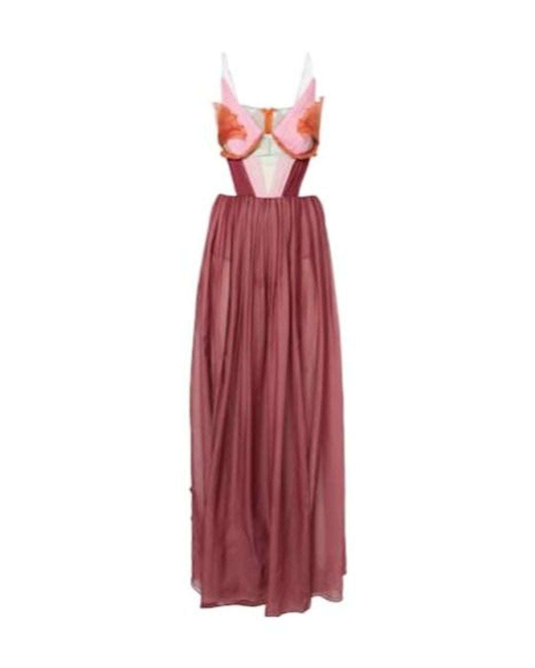 Nensi Dojaka Red Dahlia Silk Open-Back Bustier Gown