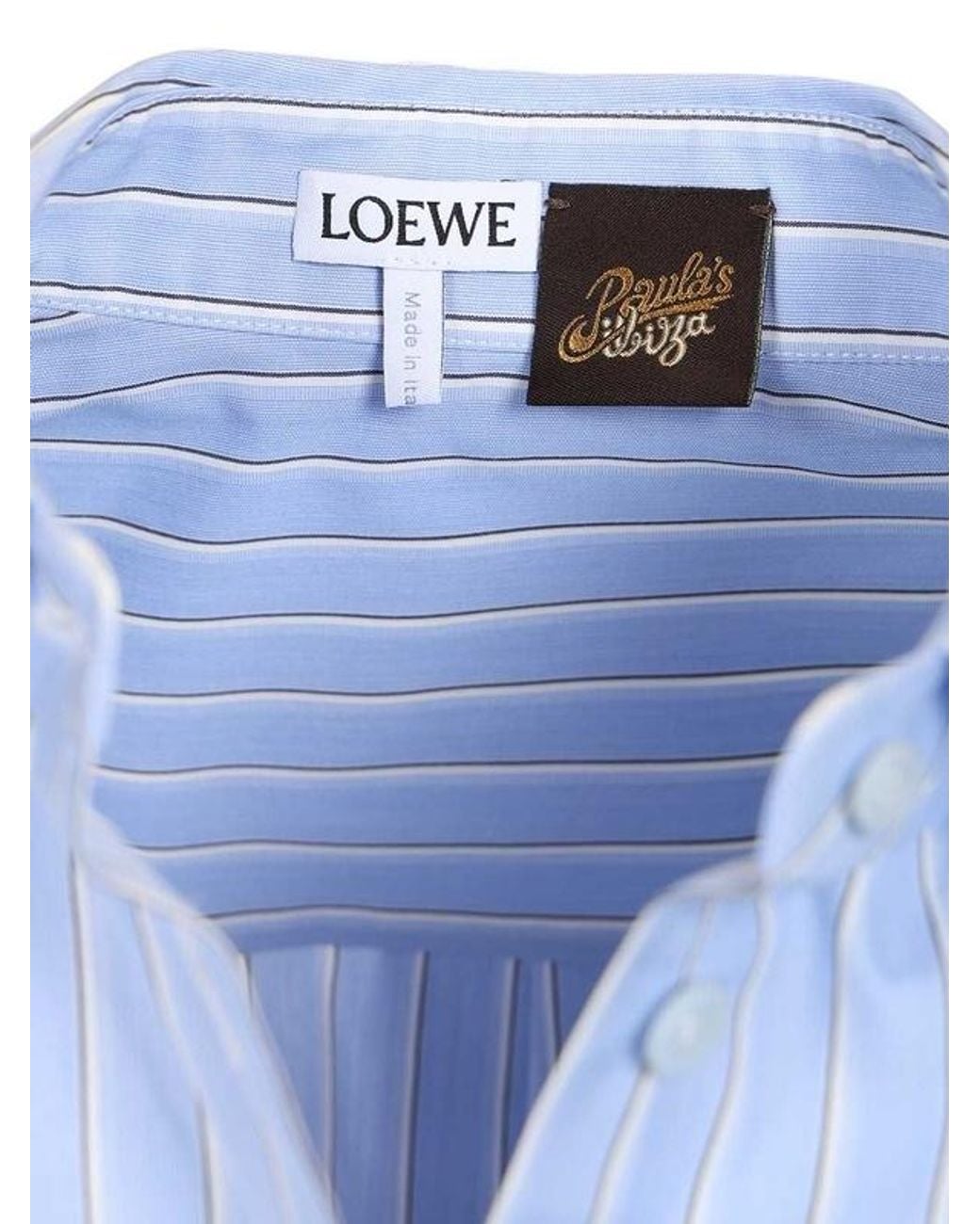 Loewe Blue Wrap-Tie Striped Shirt