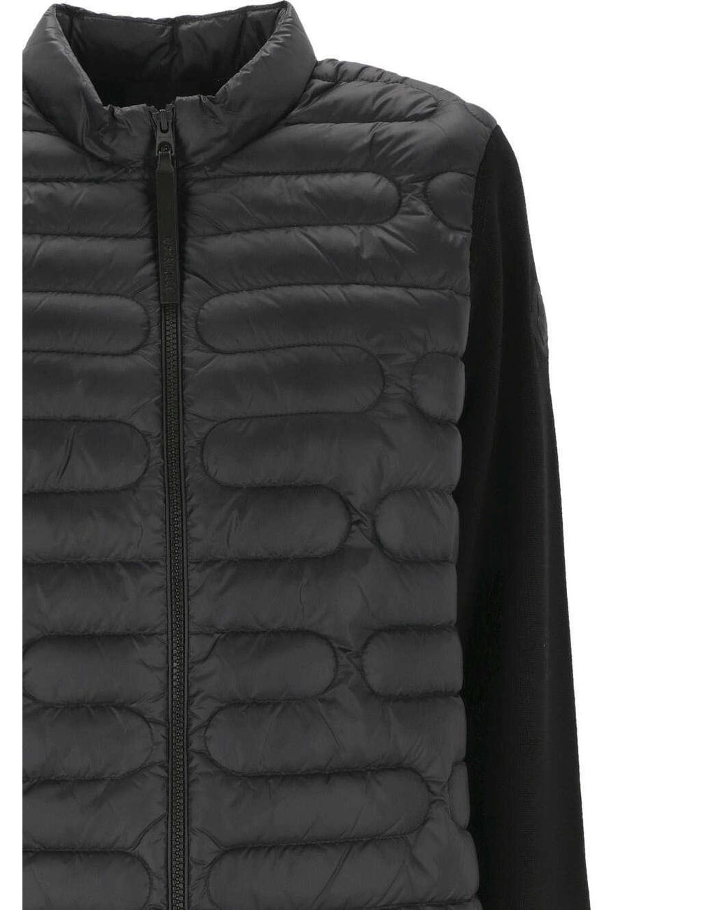 Moncler Black Zip-Up Knit Padded Cardigan