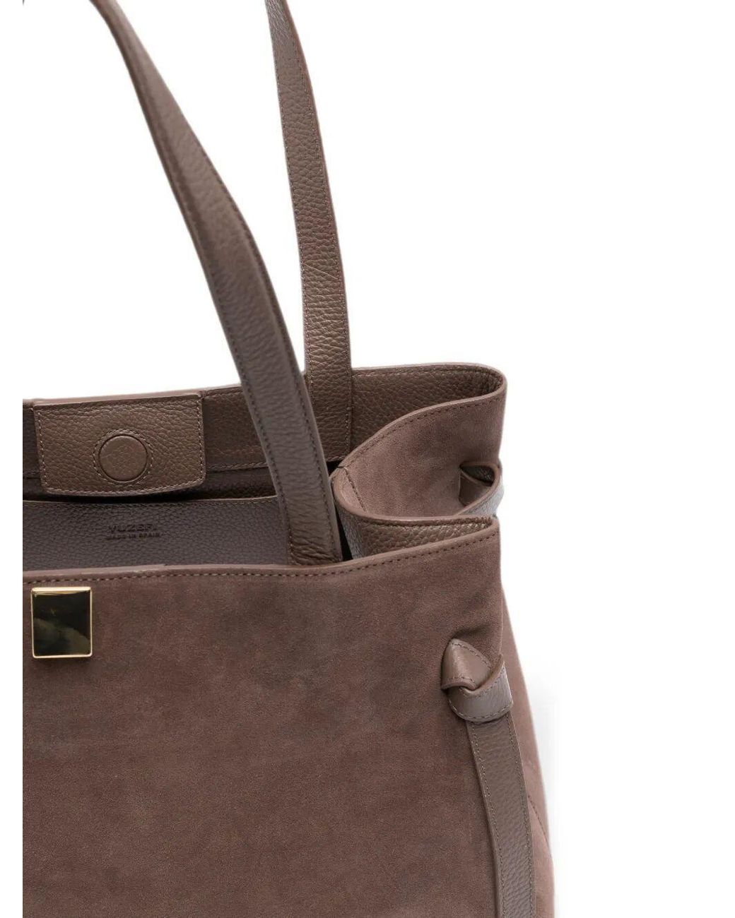 Yuzefi Brown Gyoza Suede Knotted-Strap Tote Bag