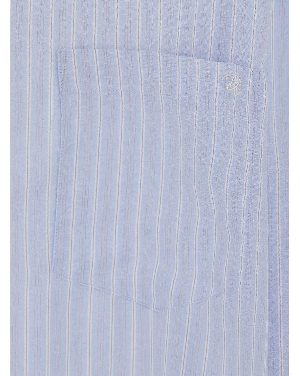 DUNST Blue Classic Striped Oversized Shirt for men