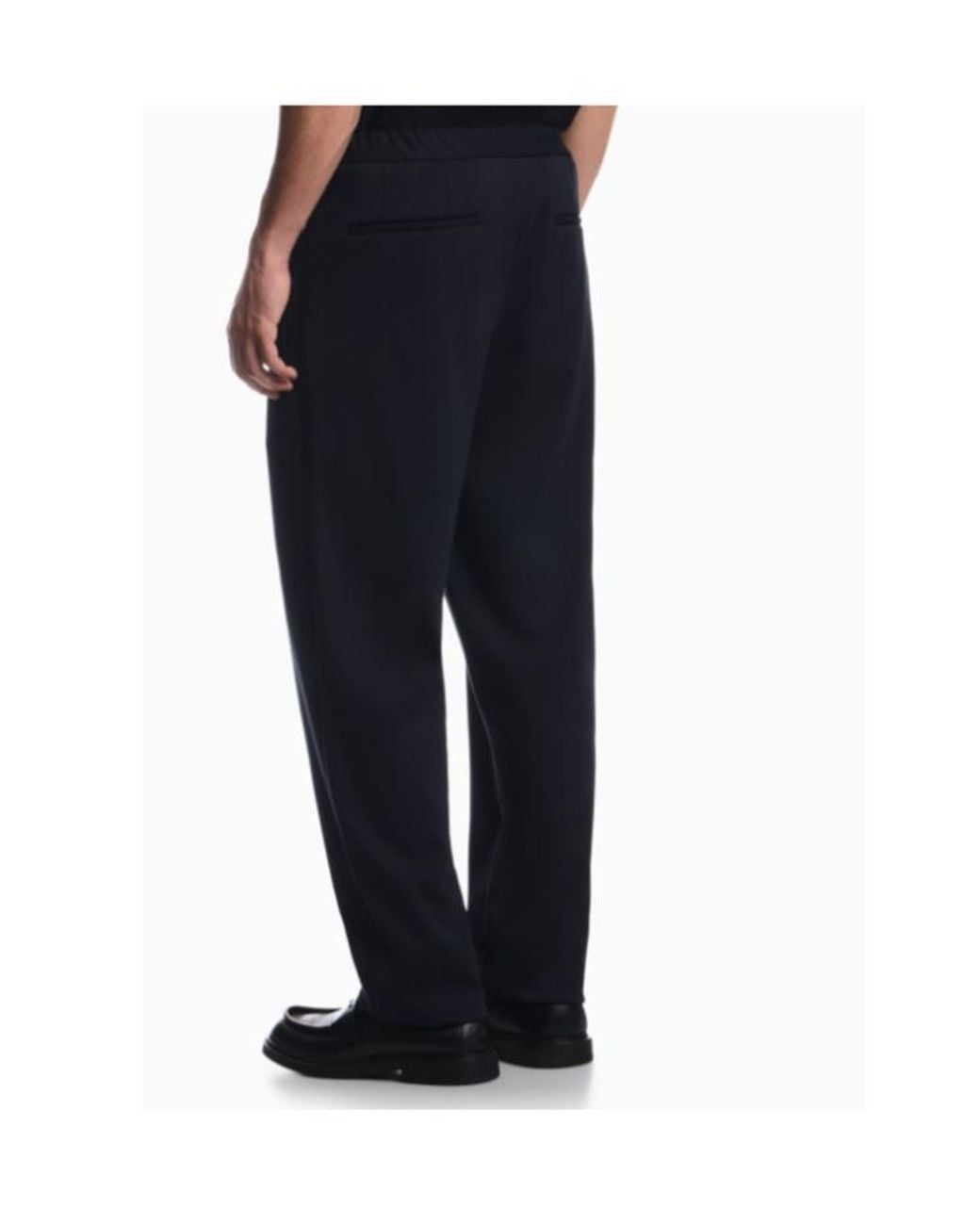 Emporio Armani Blue Drawstring-Waist Pleated Trousers for men