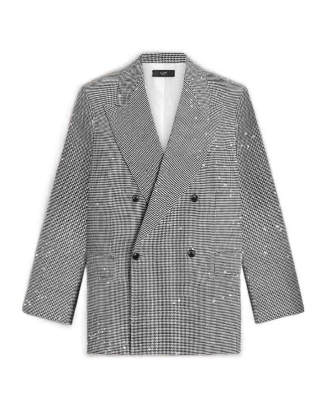Amiri Gray Sequin-Embellished Double-Breasted Blazer for men