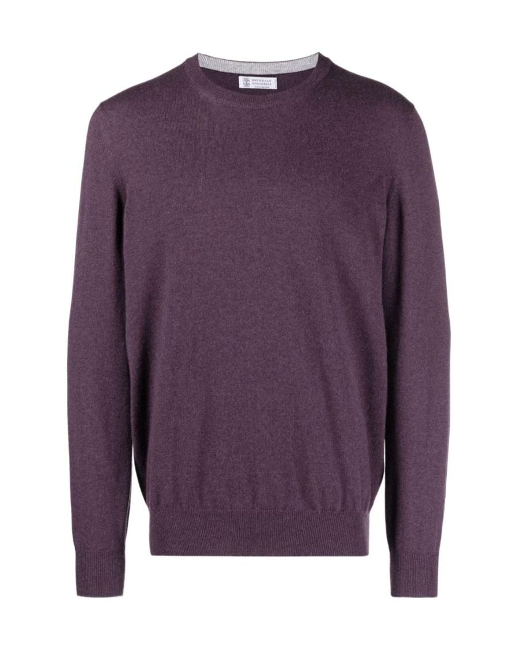 Brunello Cucinelli Brown Crewneck Knitted Jumper for men