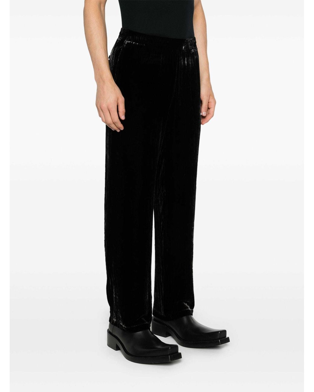 DIESEL Black P-Salford Velvet Track Trousers for men