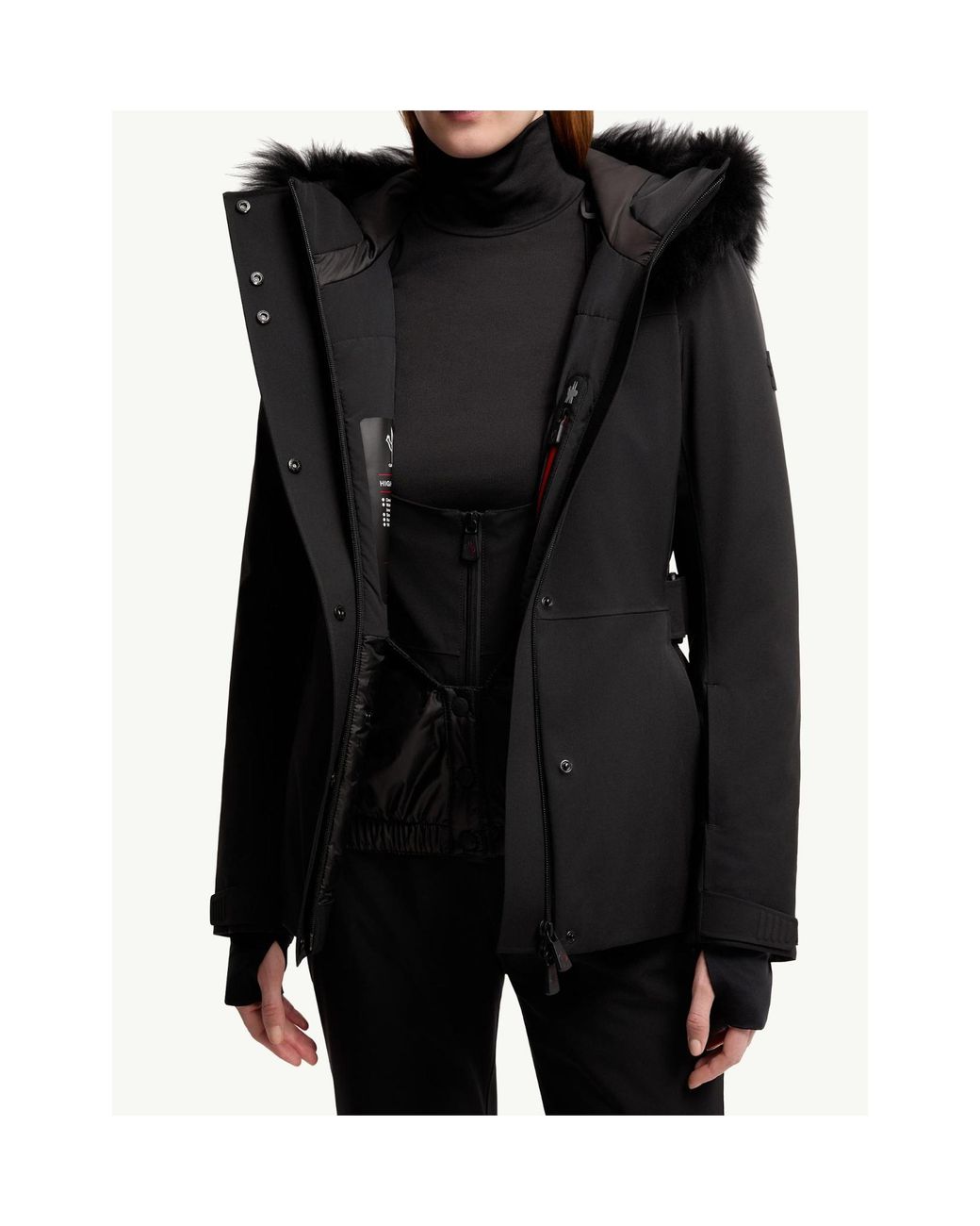 Moncler Black Grenoble Fur-Trim High Performance Jacket