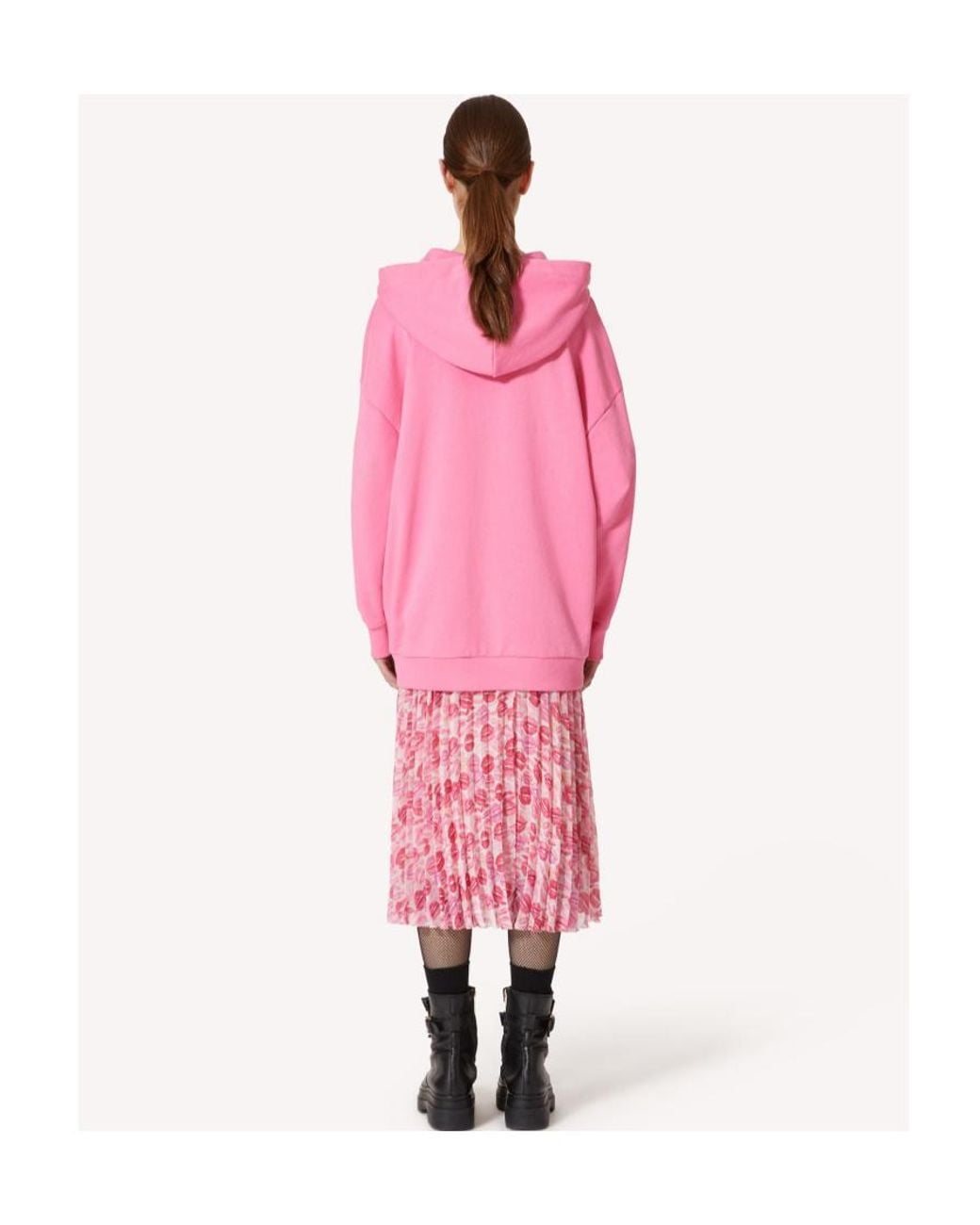 RED Valentino Pink Lip Printed Midi Skirt