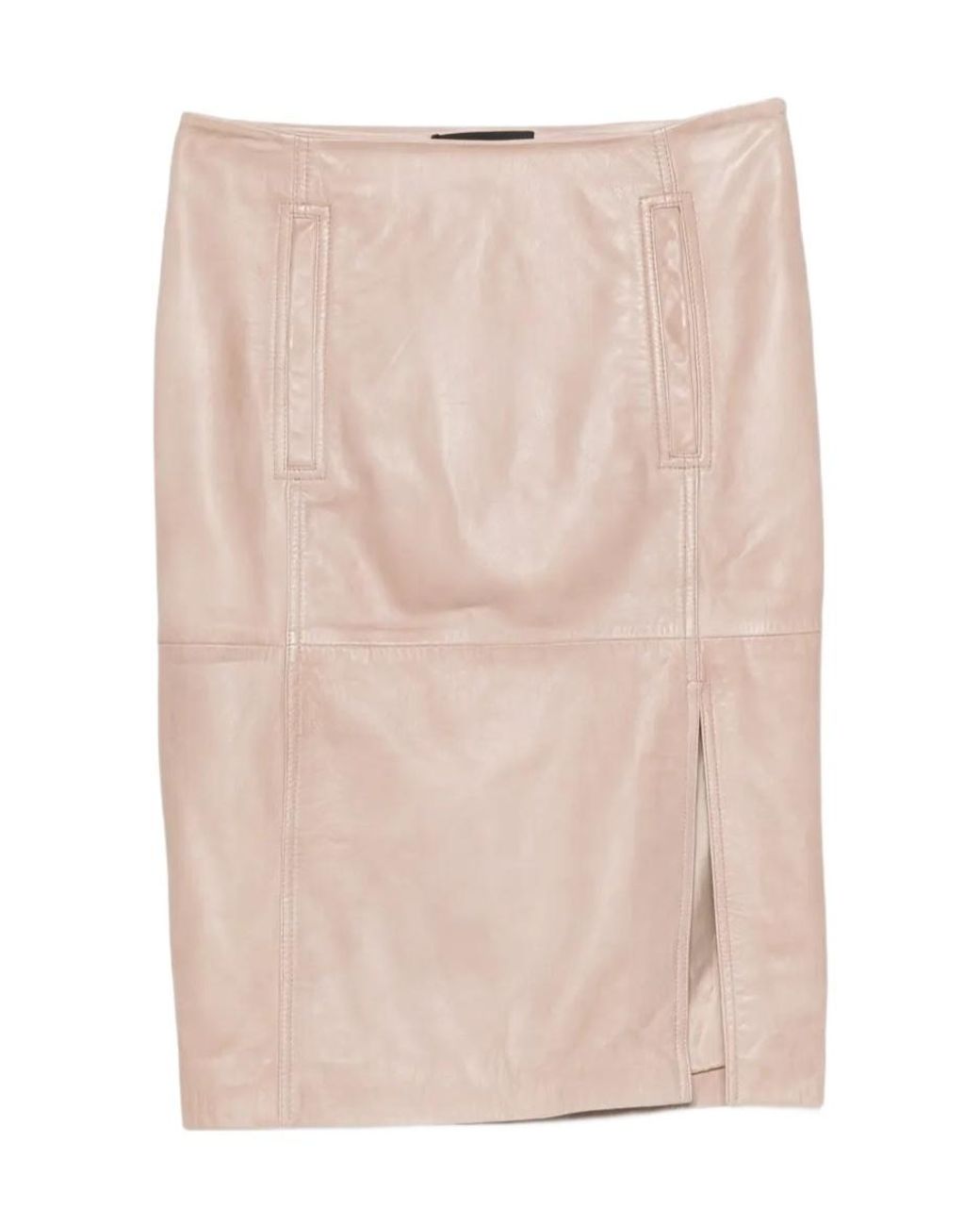 Pinko Natural Leather Midi Skirt