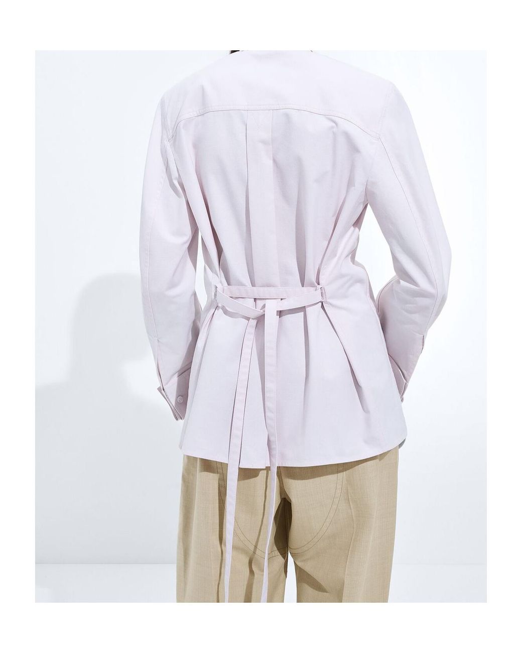 Bottega Veneta Blue Cotton Oxford Belted Shirt