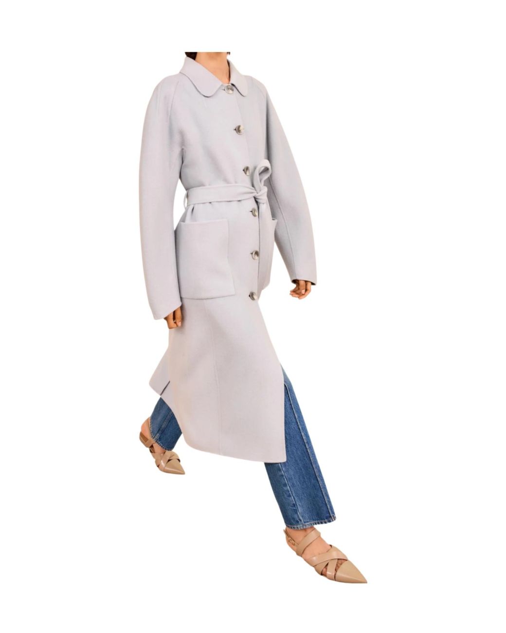 Ulla Johnson White Lisbeth Long Wool Coat