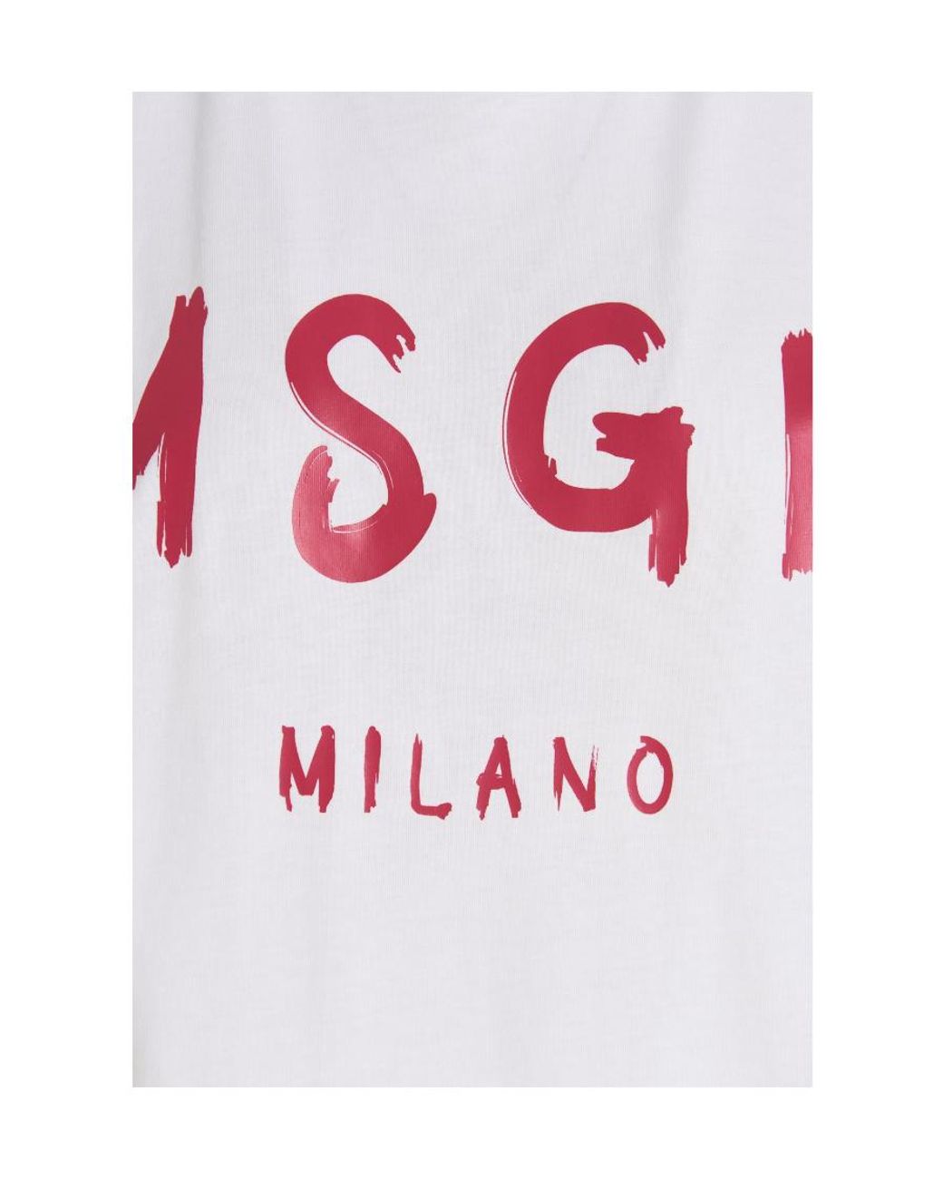 MSGM White Logo Printed Crewneck T-Shirt