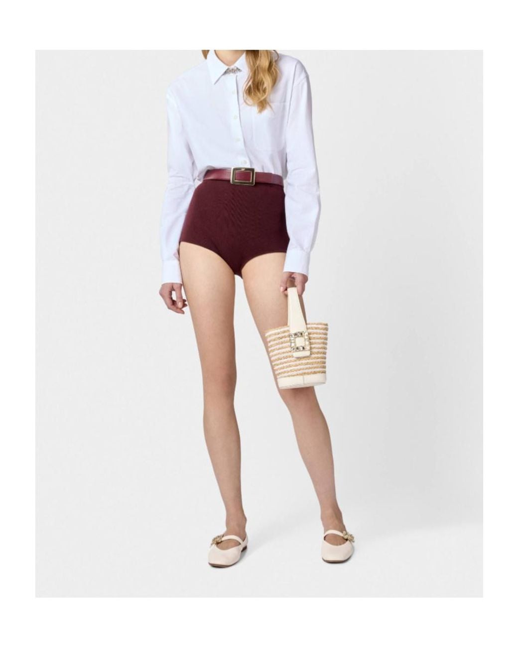Roger Vivier White Viv Skate Mini Bucket Bag