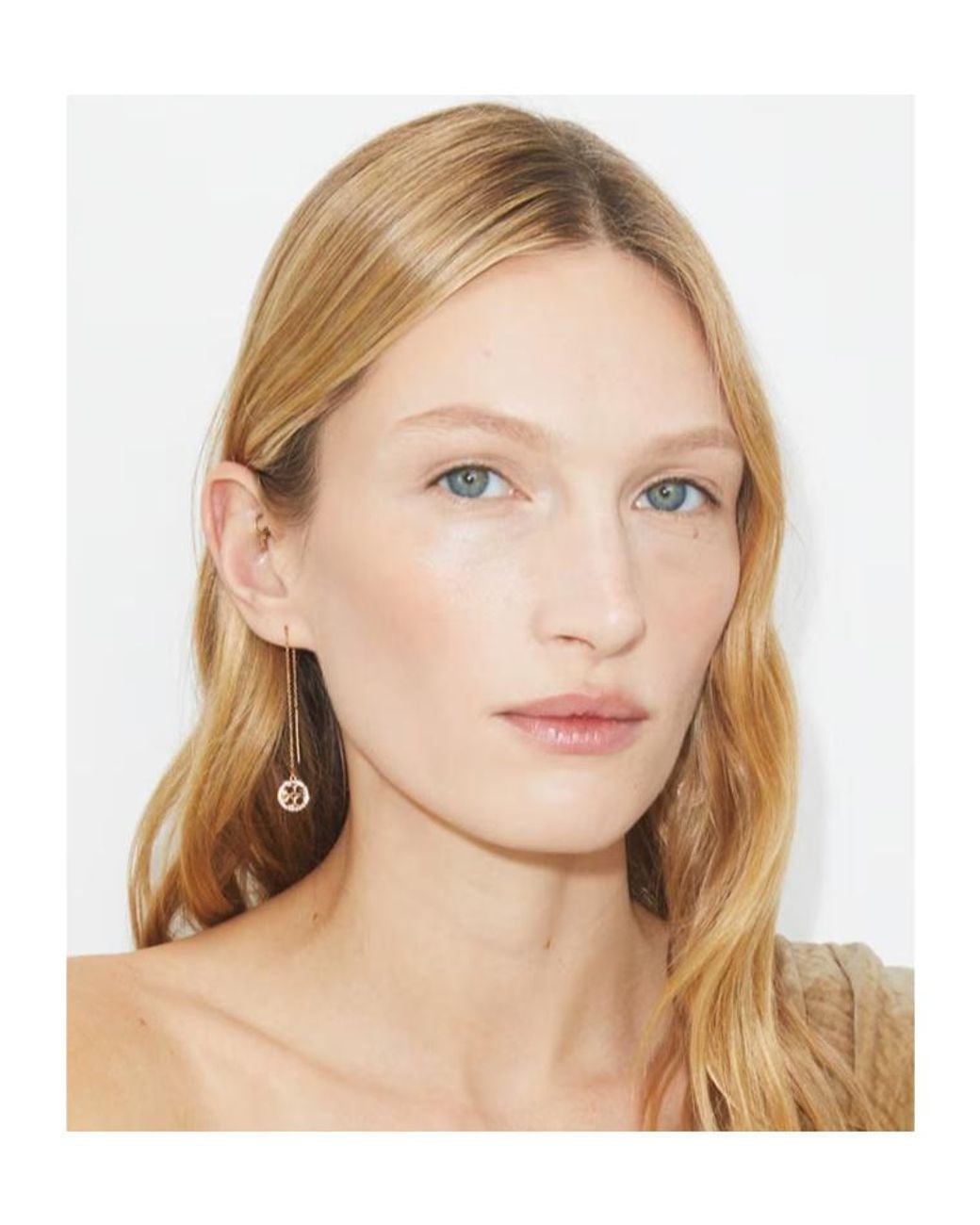 Tory Burch Metallic Pavé Threader Earrings