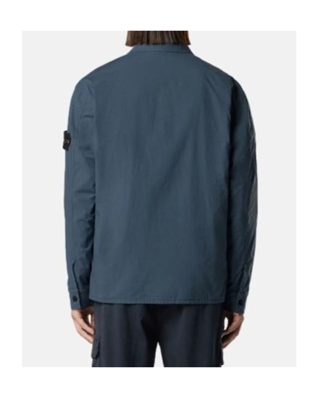 Stone Island Blue Comfort-Fit Zip-Up Overshirt With Chest Pockets for men