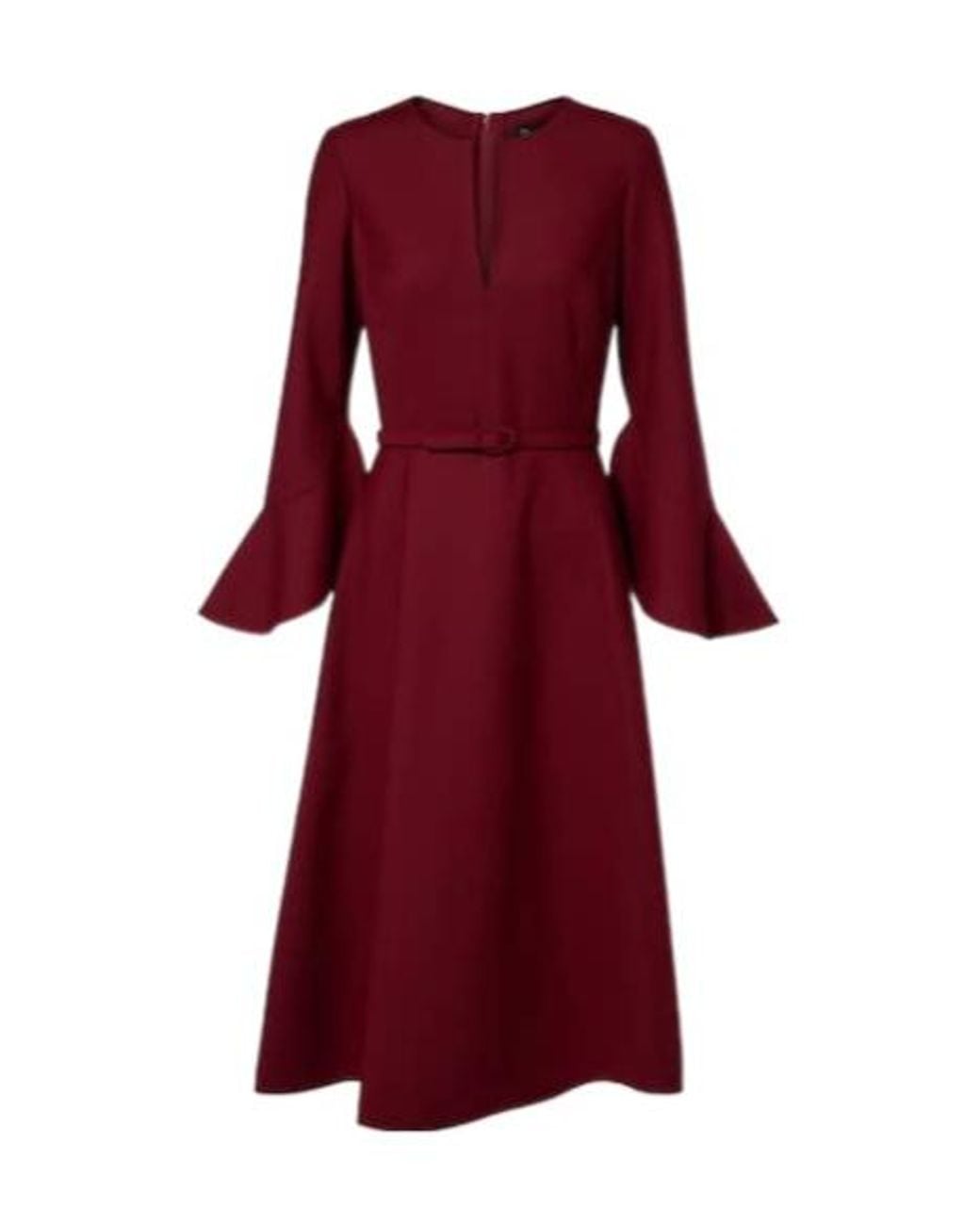 Oscar de la Renta Red Wool Midi Dress