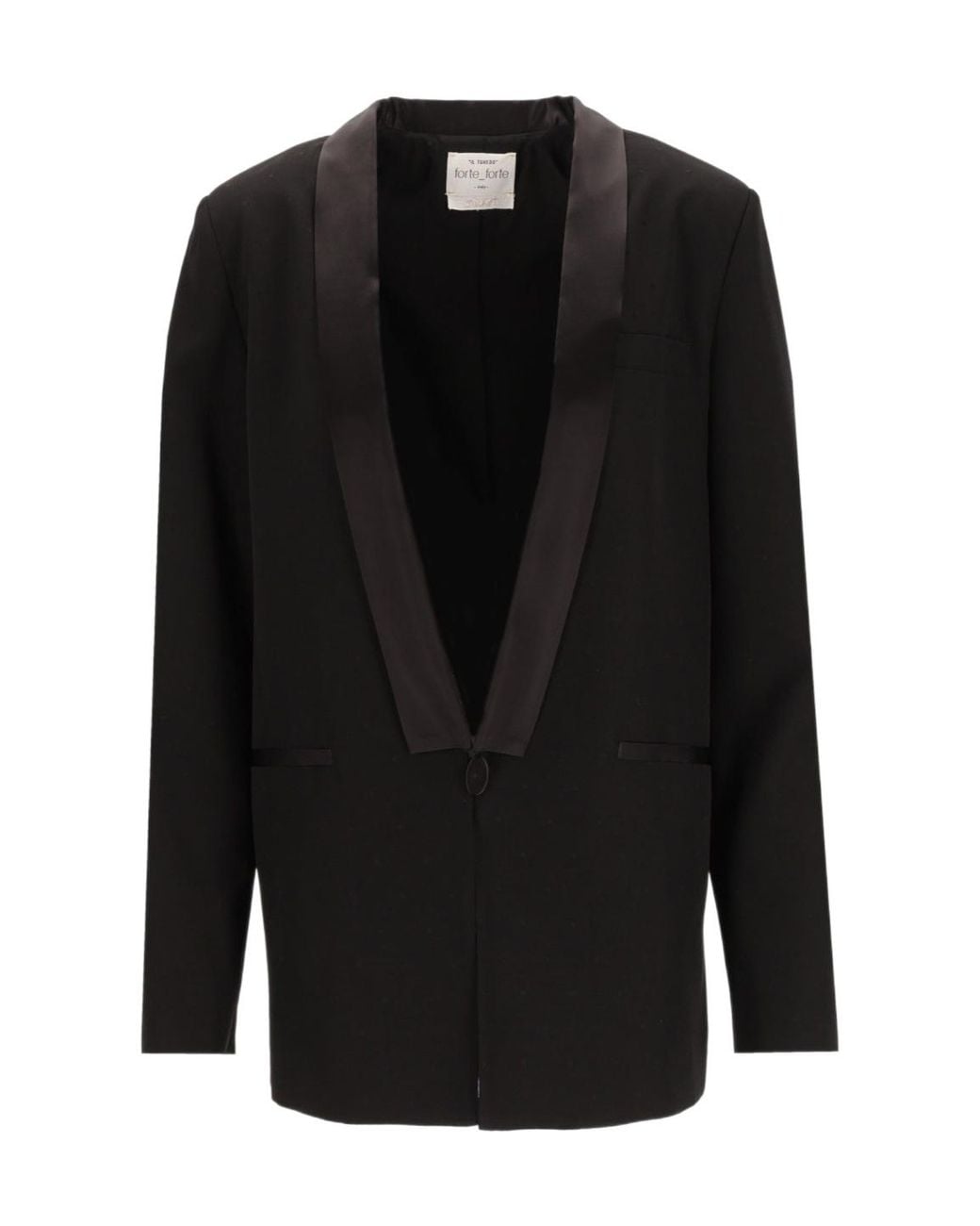 Forte_forte Black Long-Sleeved Tailcoat-Style Blazer