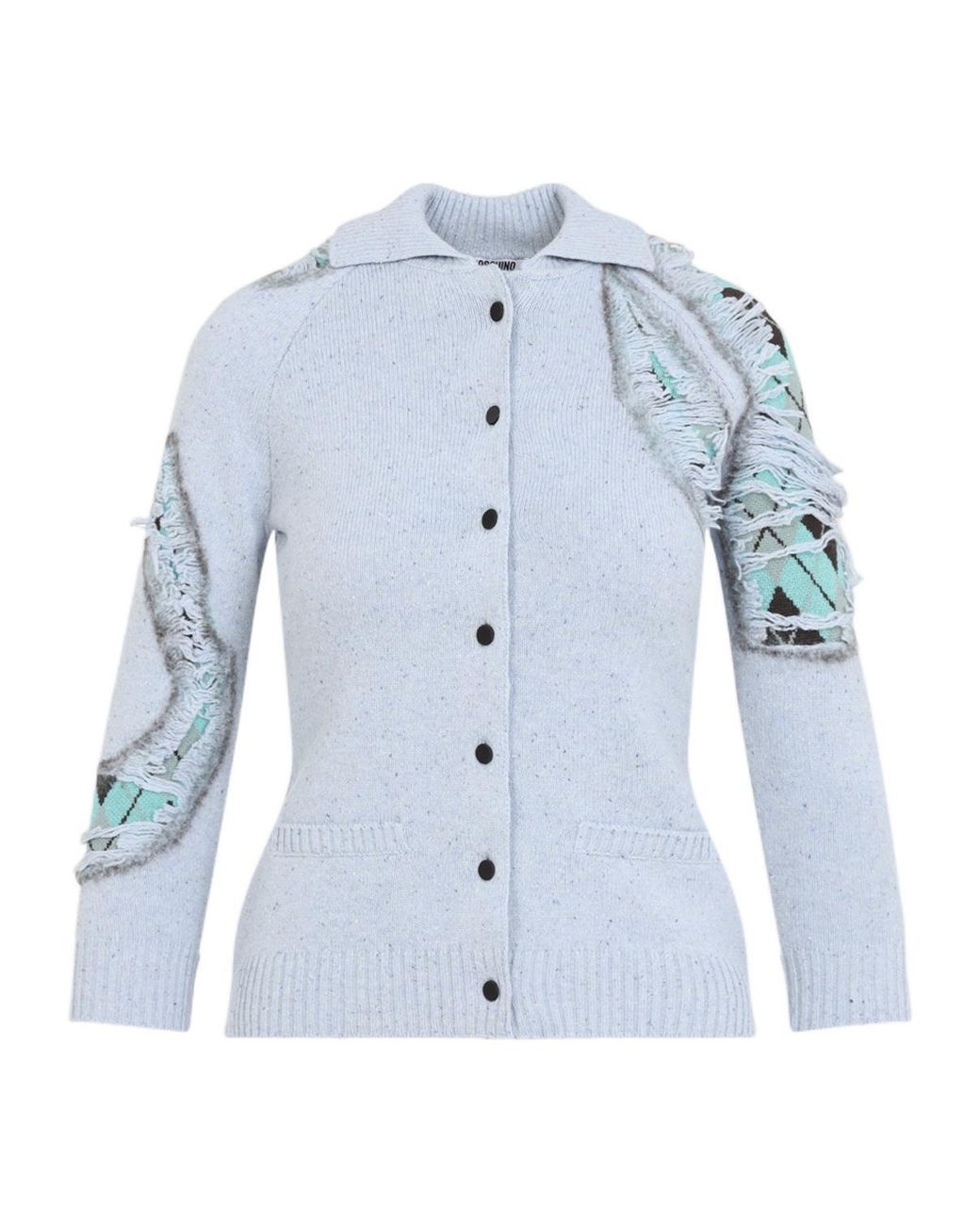 Moschino Blue Long-Sleeved Knitted Cardigan